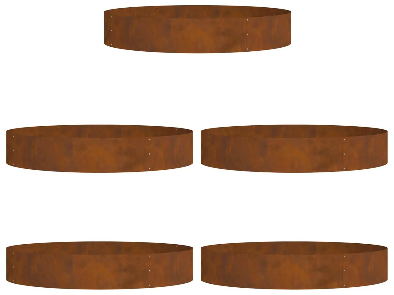 Billede 1 - Plante ring 5 stk. i cortenstål 120 x 120 x 20 cm - rusten
