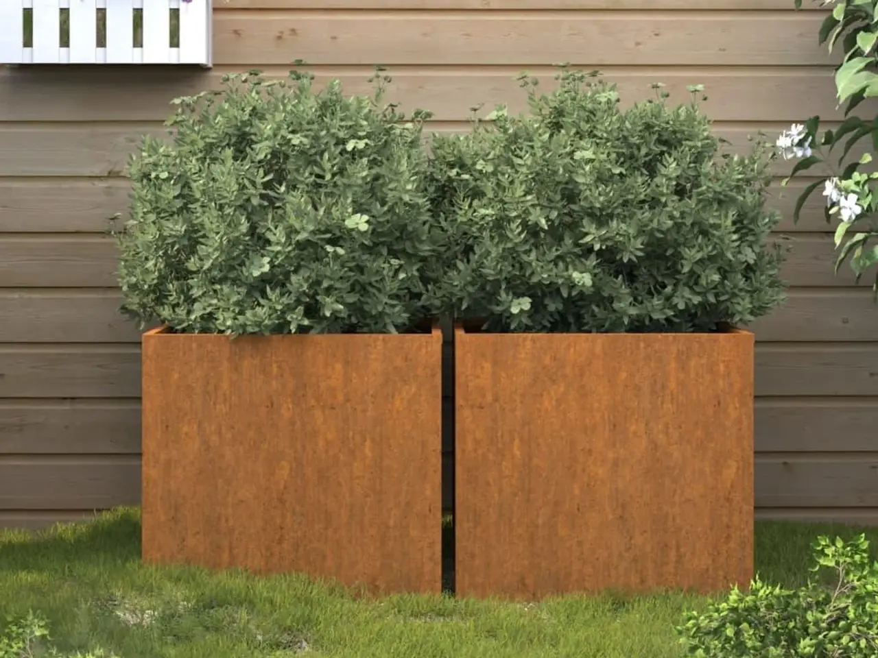 Billede 1 - Plantekasser 2 stk. 49 × 47 × 46 cm i cortenstål - rustfarvet