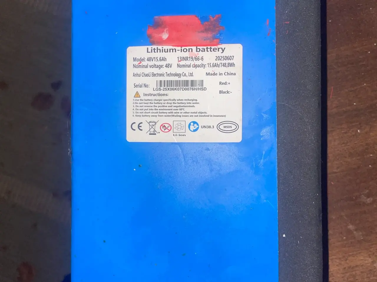 Billede 1 - 48V 15.6Ah batteri har sidet på et ausom l1