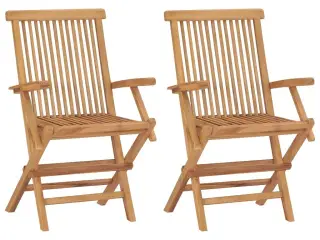 Foldbare havestole 2 stk. massivt teaktræ