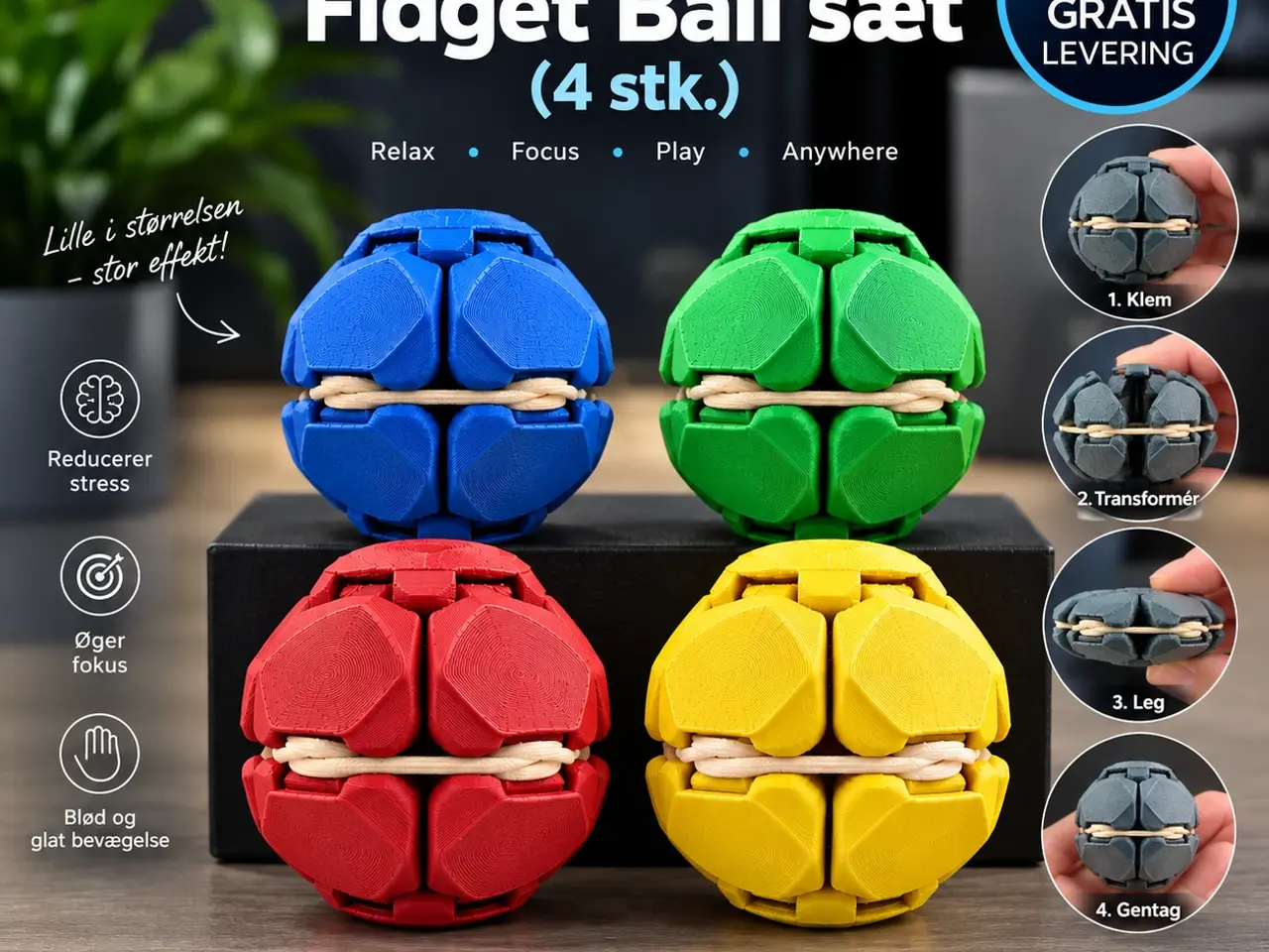 Billede 3 - Fidget Ball sæt (4 stk.)