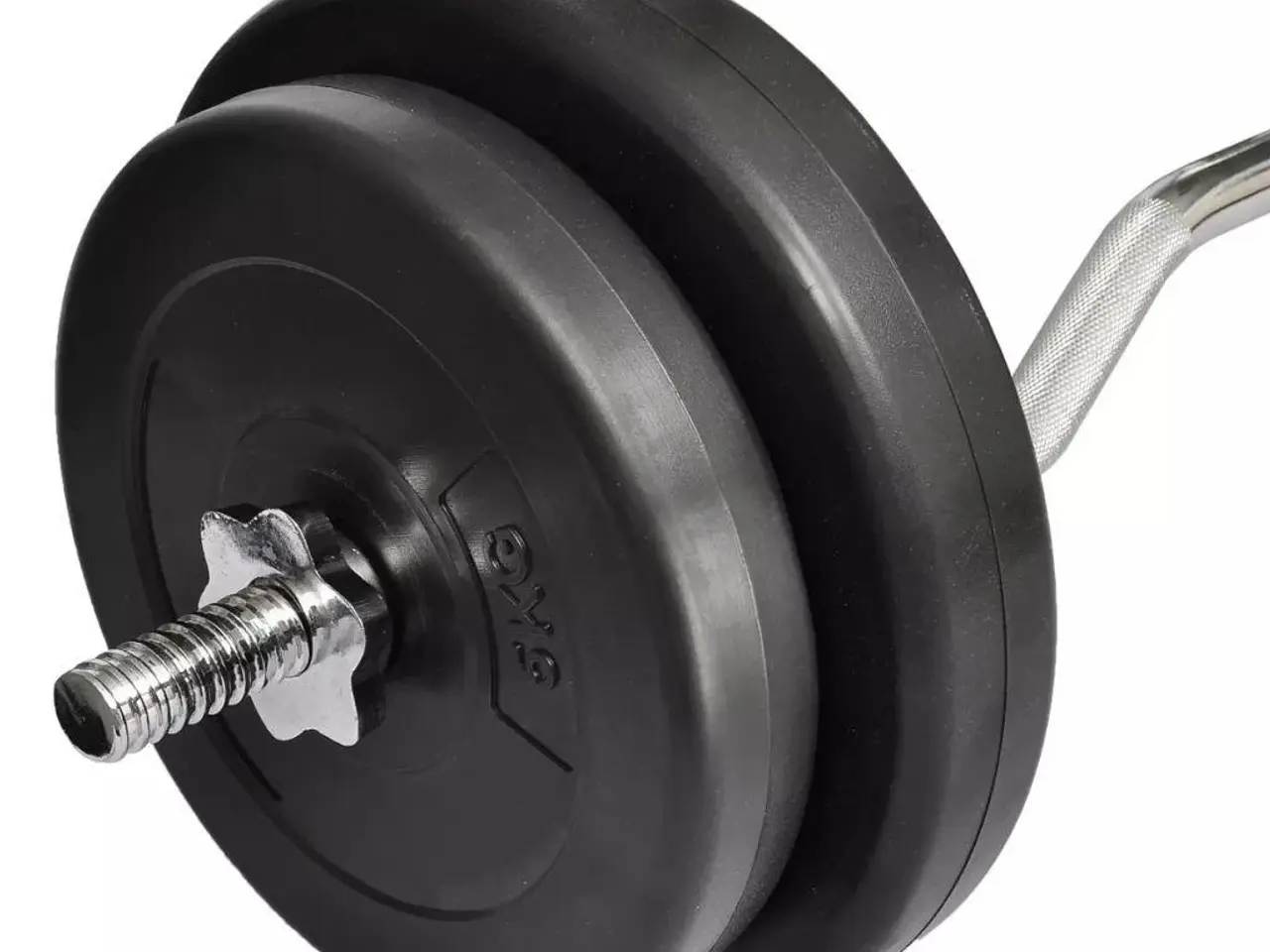 Billede 3 - Curlstang med vægte 30 kg - EZ curlstang 120 cm med skiver