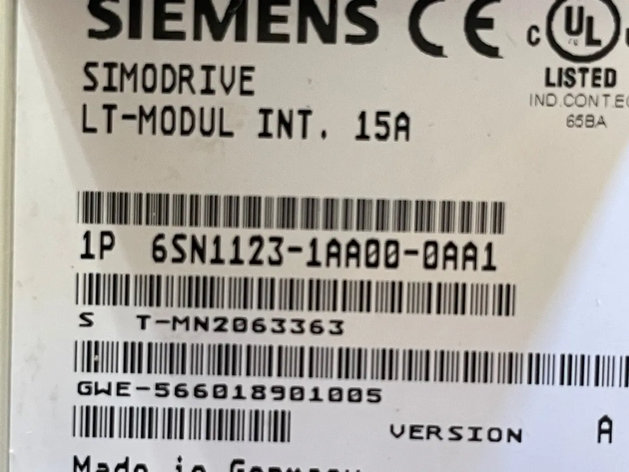 Billede 1 - Siemens 6SN1123-1AA00-0AA1 SIMODRIVE 611 15A Power