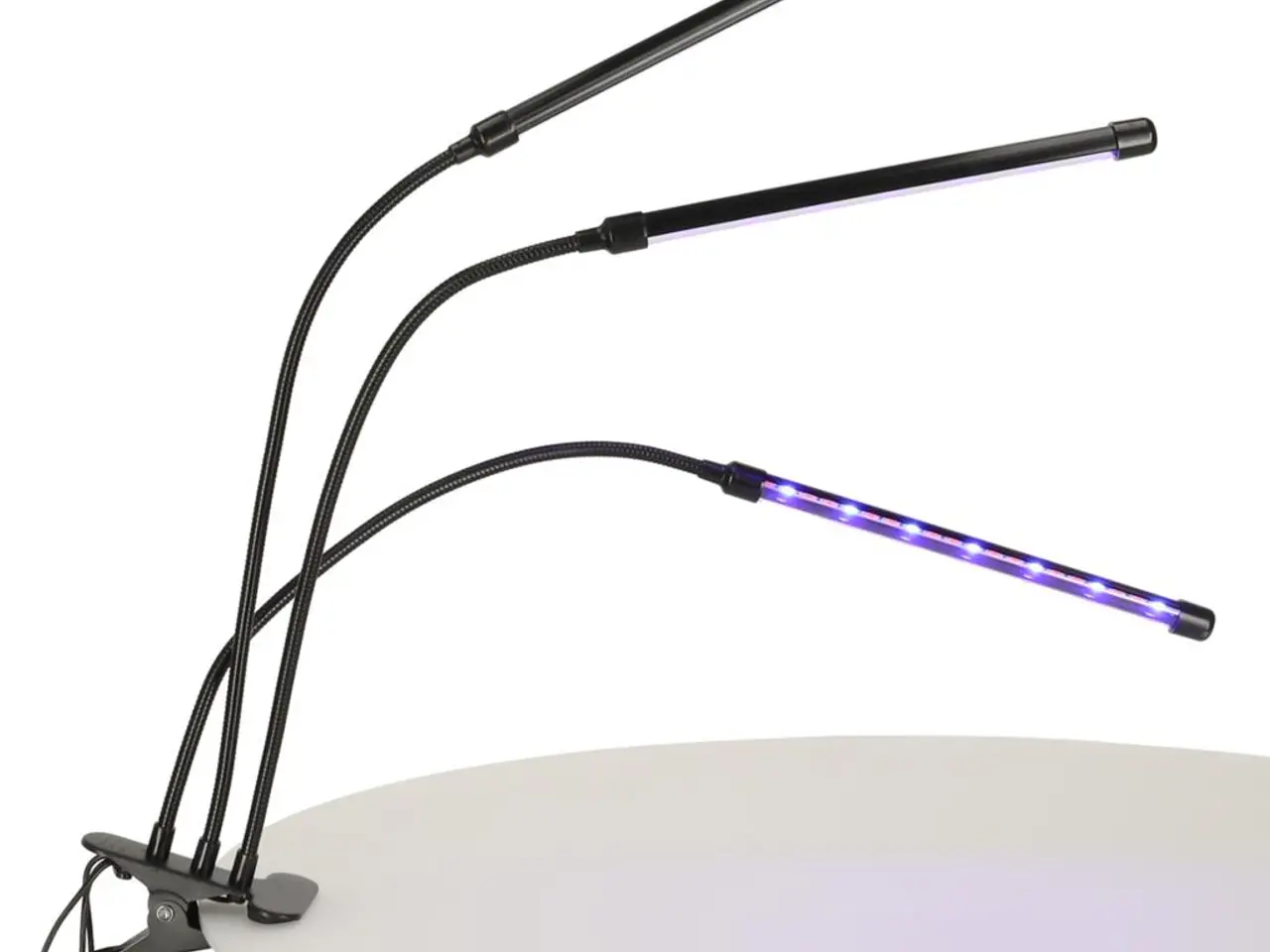 Billede 2 - Plantevækst LED-lampe med 3 arme - 70 cm, sort