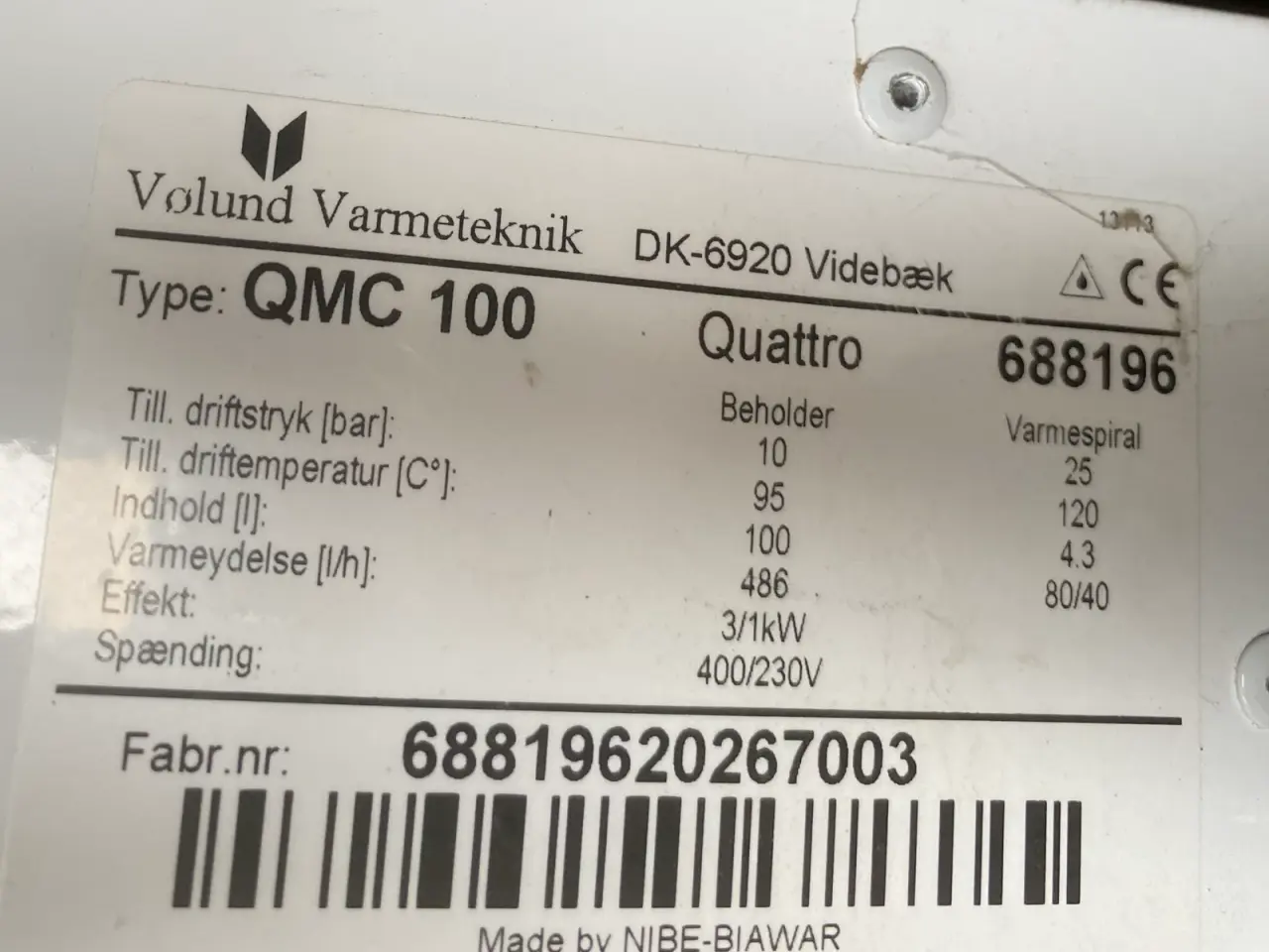Billede 2 - Vølund Varmtvandsbeholder 