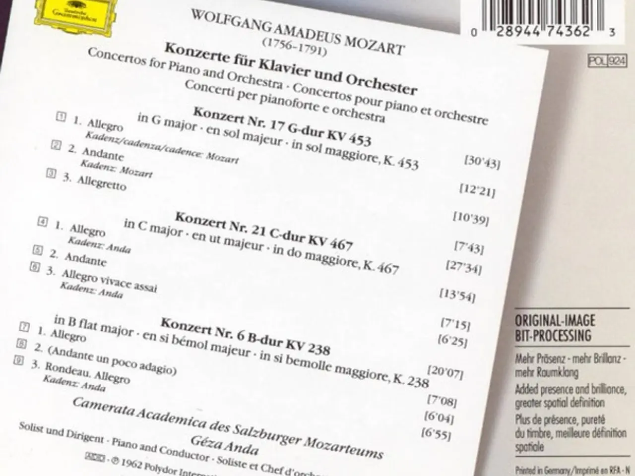 Billede 2 - Wolfgang Amadeus Mozart – Klavierkonzerte =… – CD