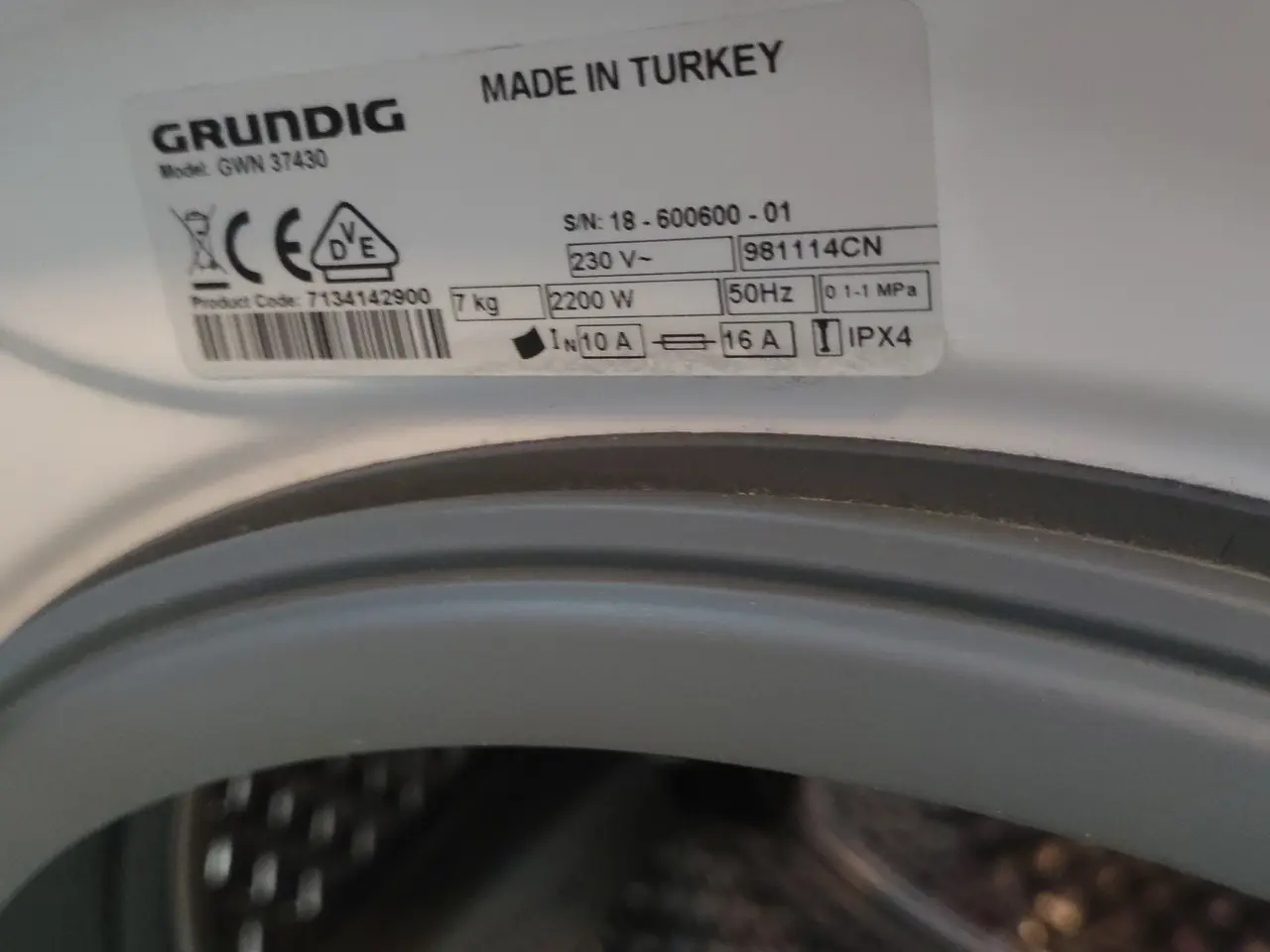 Billede 3 - Vaskemaskine, brugt  GRUNDIG