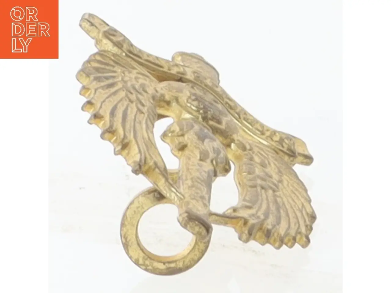 Billede 1 - Messing vægophæng med ørn og anker motiv (str. 4x2 cm)