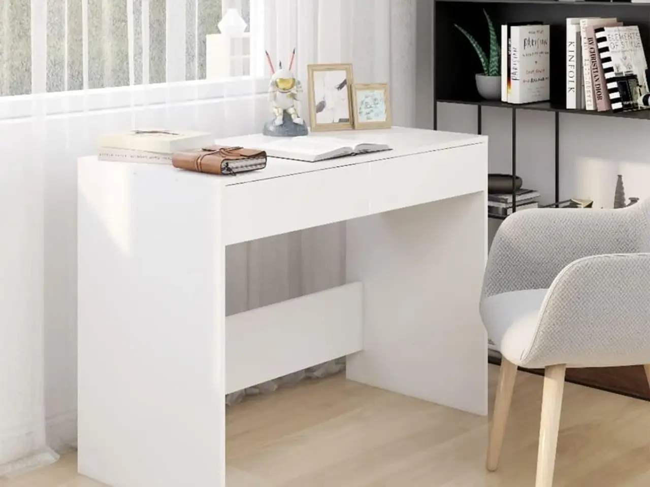 Billede 1 - Skrivebord 101x50x76,5 cm konstrueret træ hvid