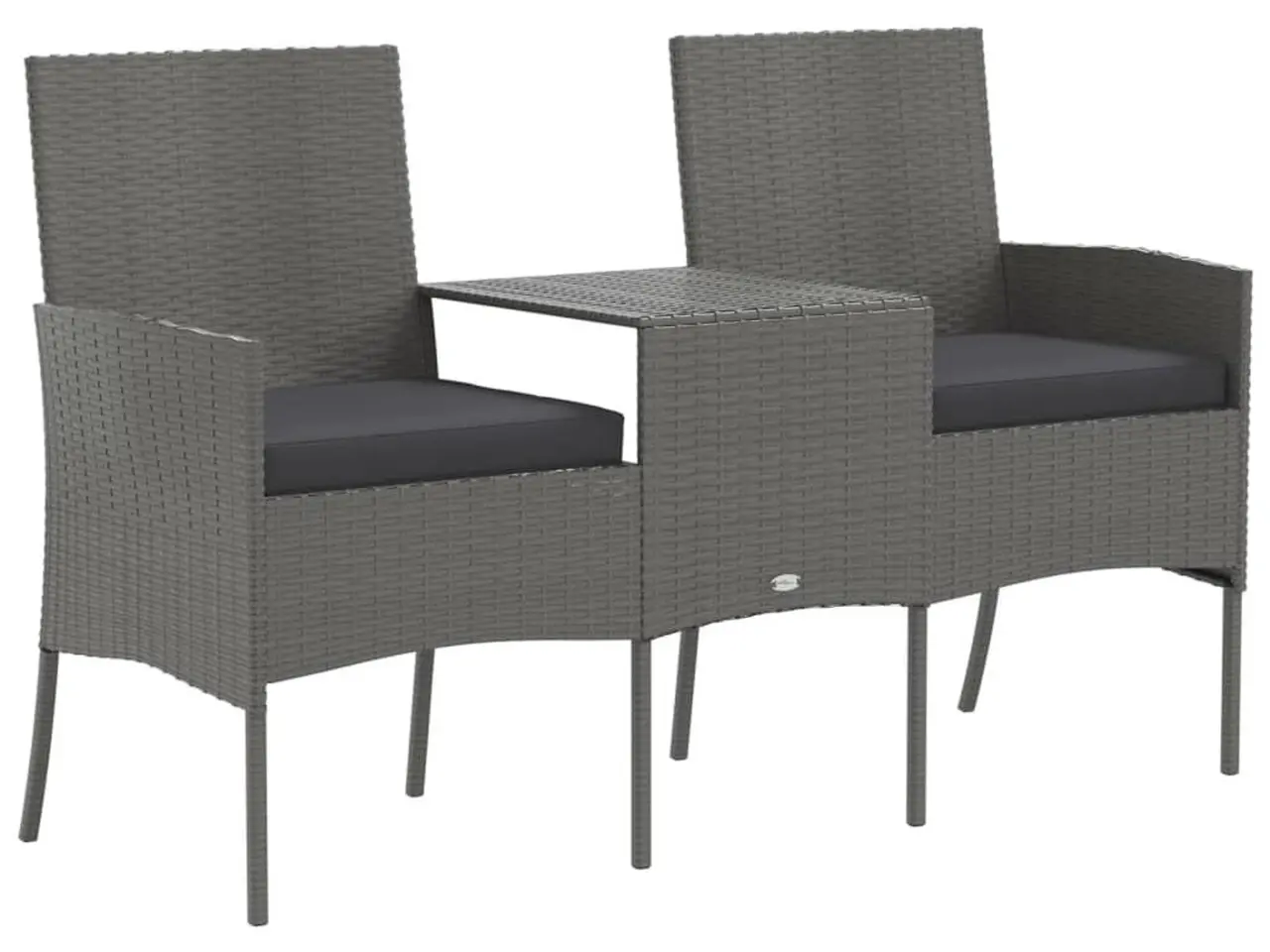 Billede 2 - 2-personers havestol med tebord polyrattan antracitgrå