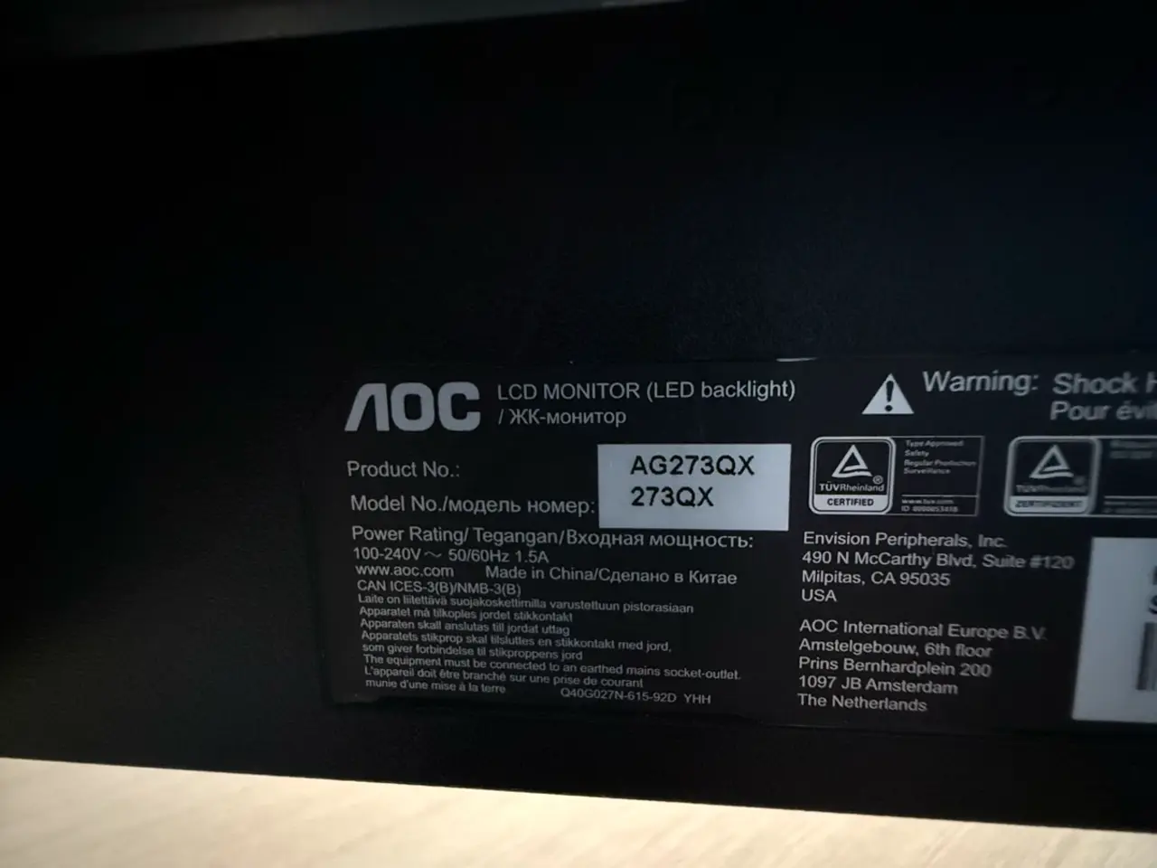 Billede 2 - AOC AG273QX 27" 2K/165Hz