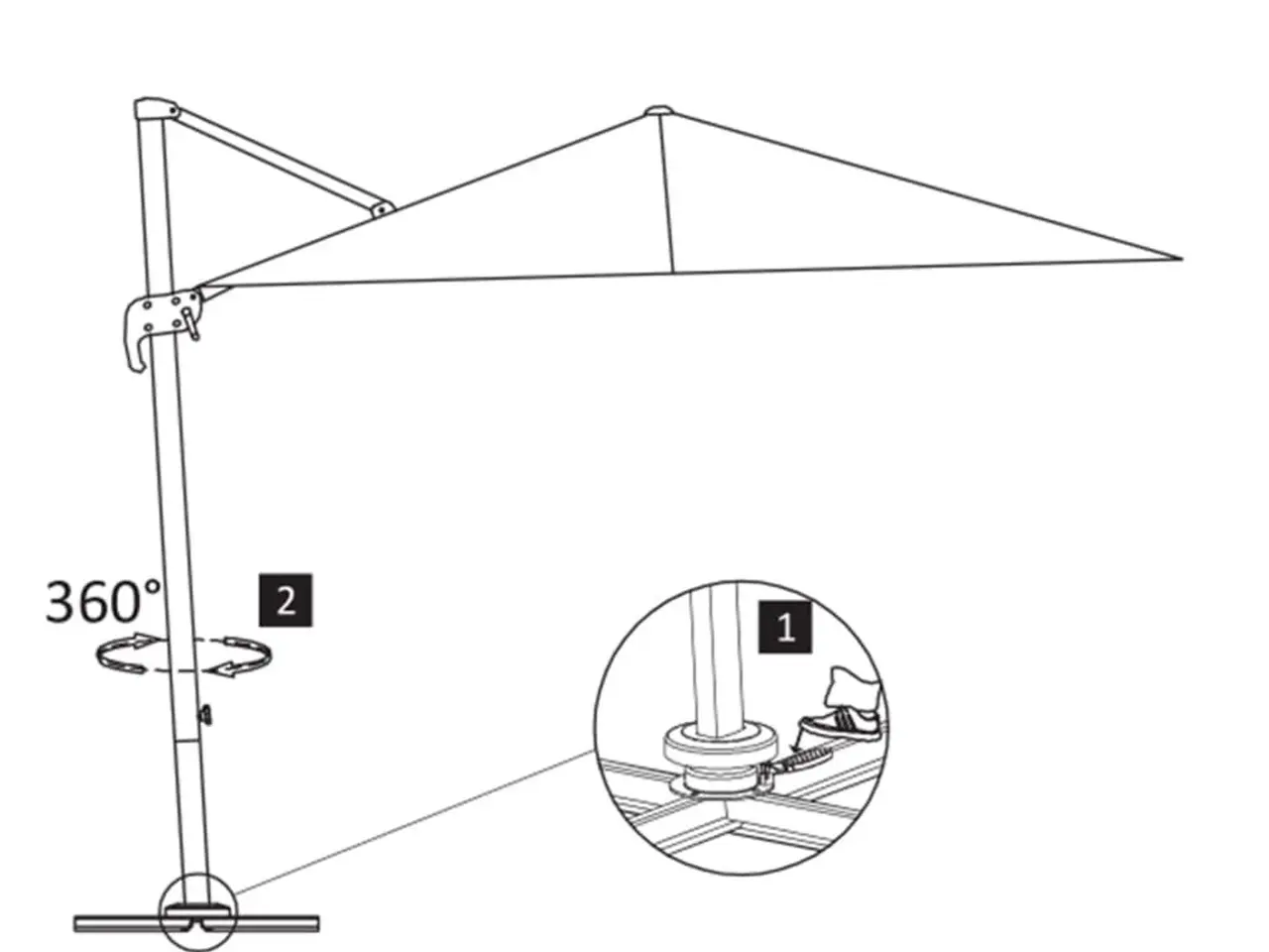 Billede 8 - Hængeparasol 3 × 3 m med aluminiumsstang - sort