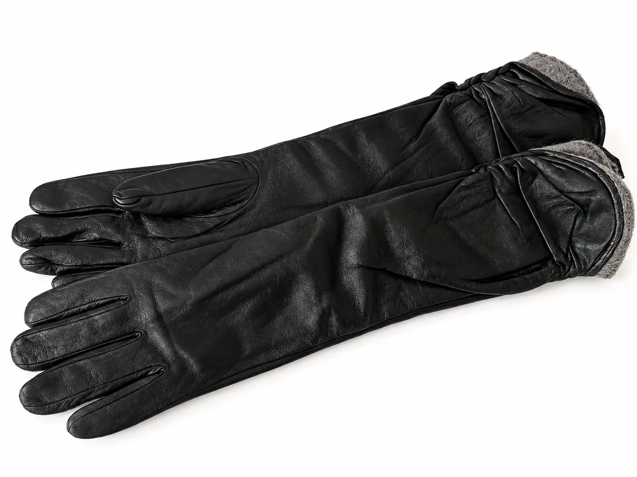 Billede 1 - Elegante lange læderhandsker i sort - str. 7
