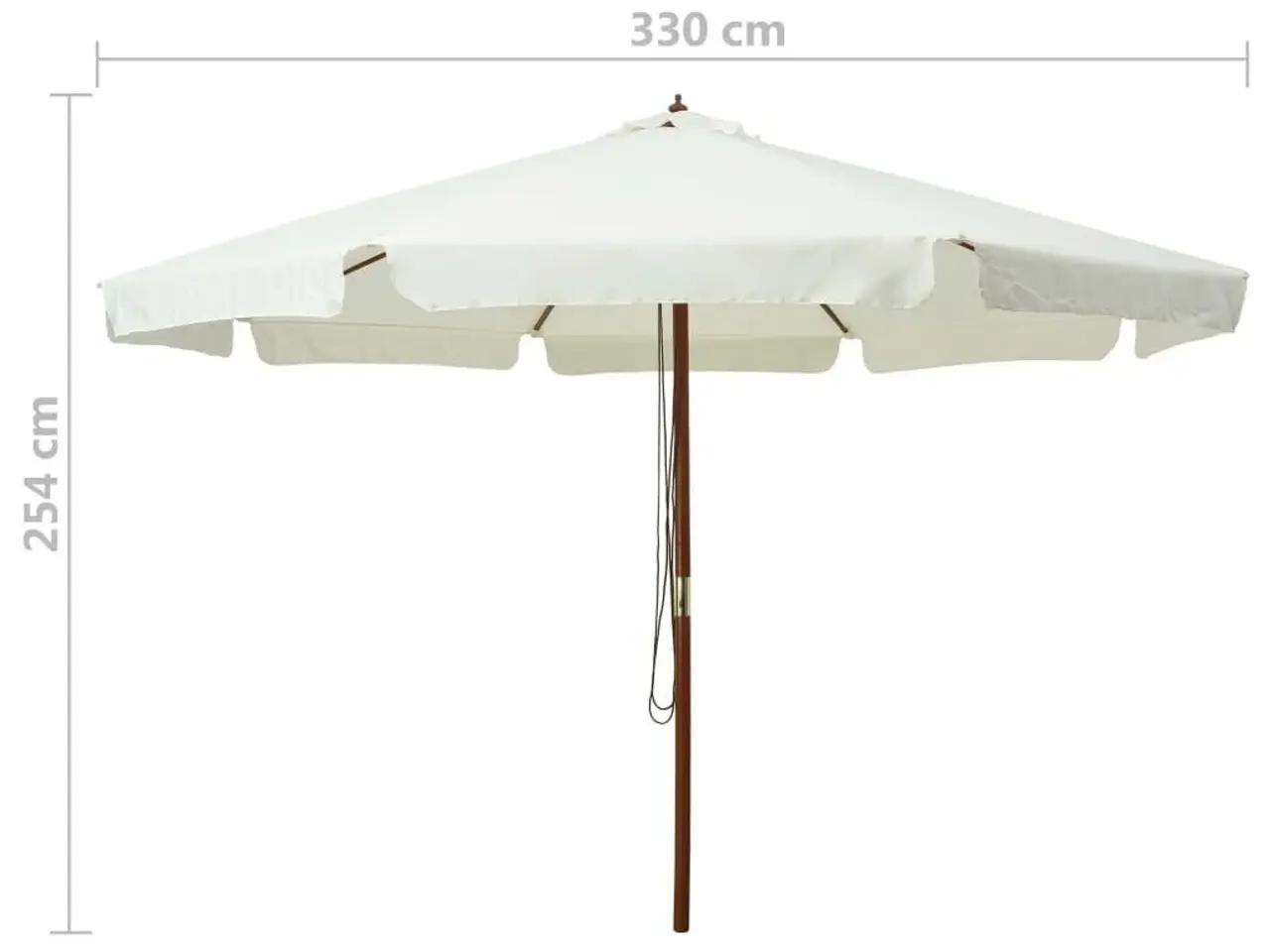 Billede 5 - Parasol med træstang 330 cm sandhvid