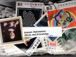 Danmark. Malerimærker. 300 stk. med 30 forskellige
