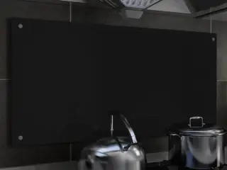 Stænkplade 100x50 cm hærdet glas sort