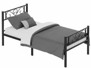 Enkeltseng i metal 90 x 200 cm - sort sengeramme med høj gavl