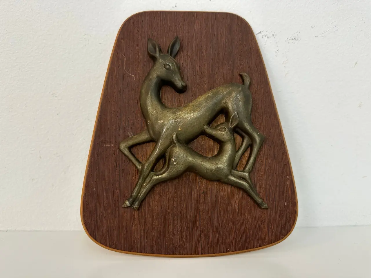 Billede 2 - Vægrelief i teak og bronze (rådyr)