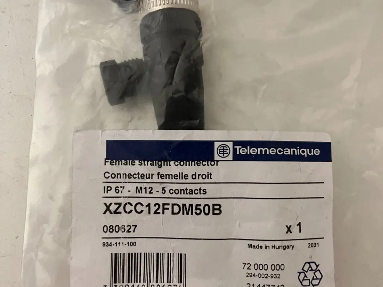 Billede 2 - Telemecanique XZCC12FDM50B M12 Female stik 5-Pin -