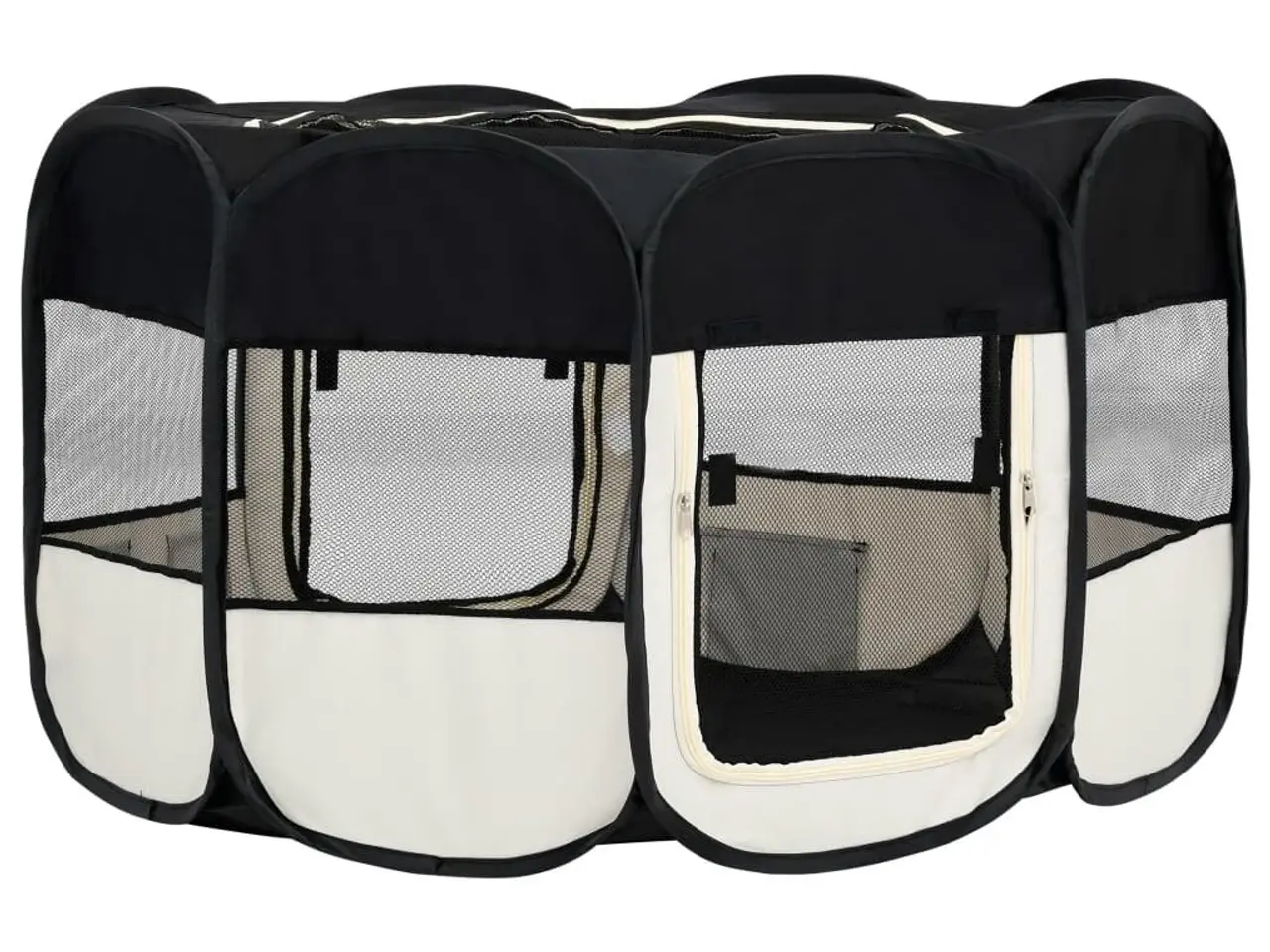 Billede 5 - Foldbar hundegård med bæretaske - 145 × 145 × 61 cm, sort/creme