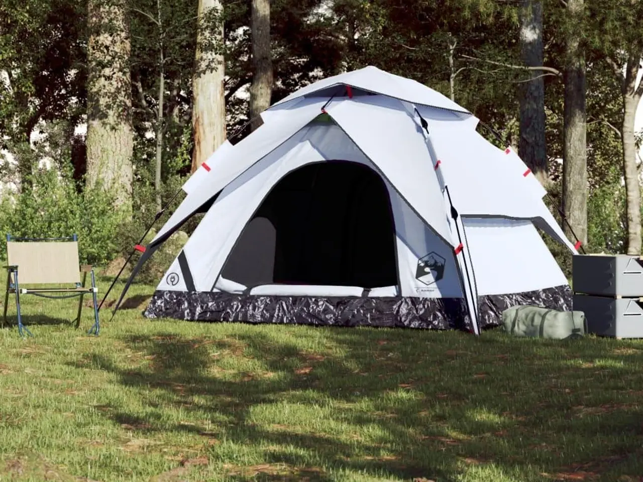 Billede 3 - Campingtelt kuppel 5 personer quick-release mørklægning - hvid