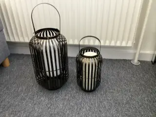 2 stk lanterner metal med sterinlys 