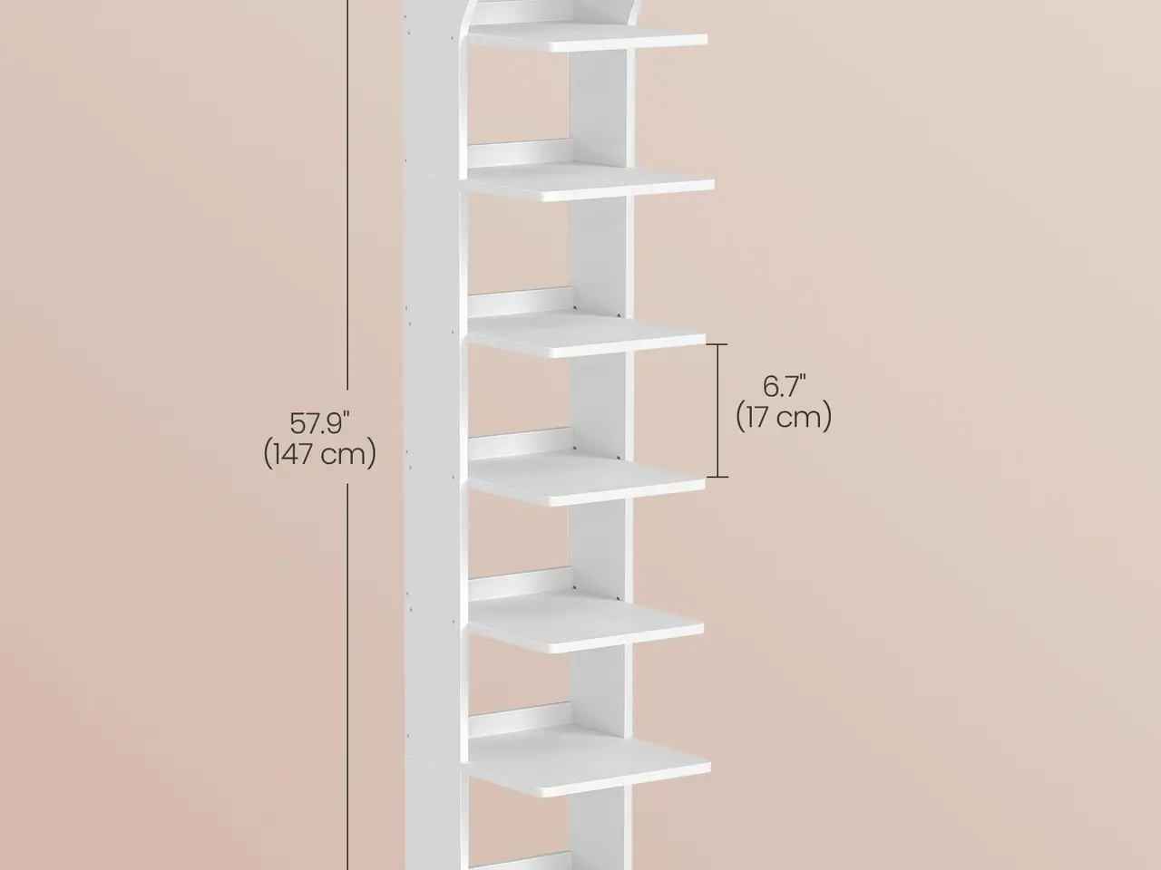 Billede 7 - Smal skoreol med 9 niveauer - mat hvid