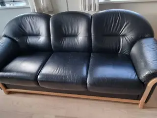 3 pers sort lædersofa