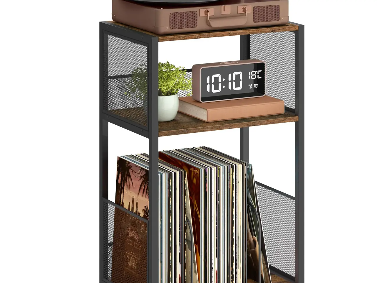 Billede 1 - Pladespillerbord med vinylopbevaring - rustik brun