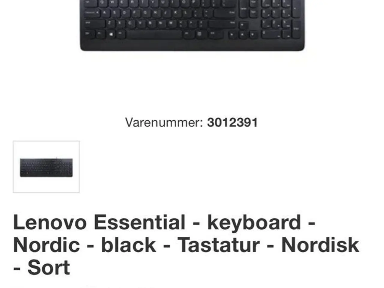 Billede 3 - Lenovo Essential tastatur SK-8823, nordisk, sort