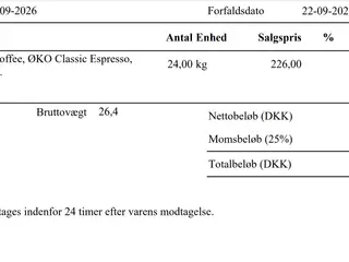 Jeg sælger et samlet parti af 24 kg Estate Coffee