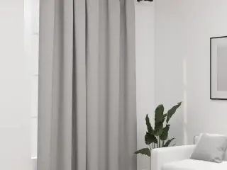 Mørklægningsgardin med øjer 290x245 cm hør-look grå