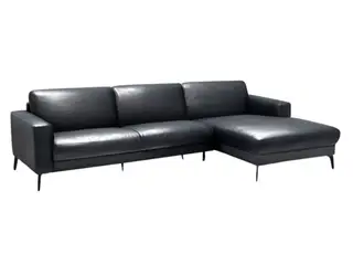 Hjort Knudsen Esbjerg læder chaiselongsofa højrevendt