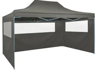Foldbart telt med 3 sidevægge 431x291x315 cm antracitgrå
