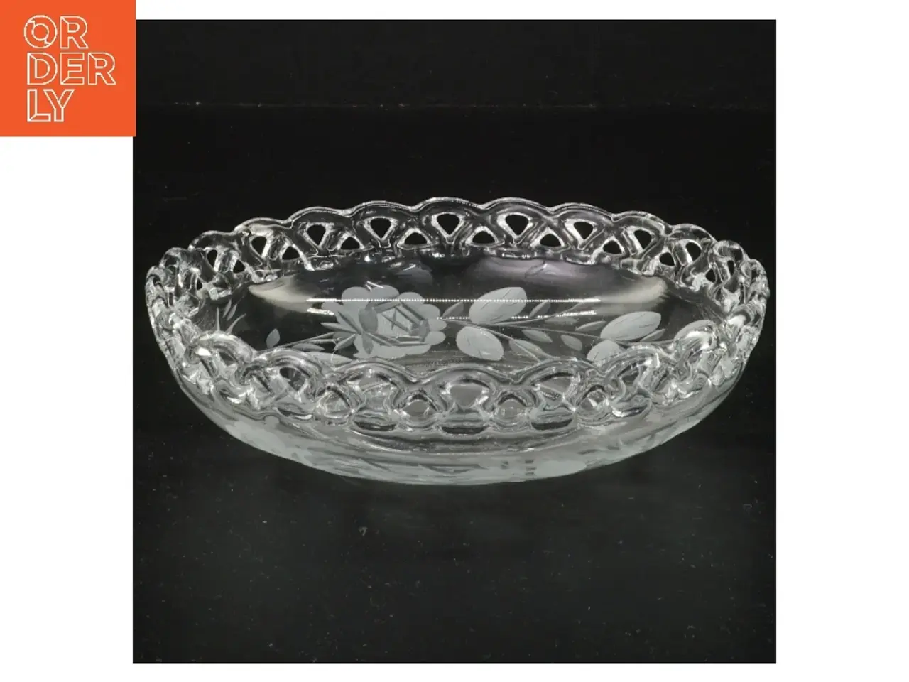 Billede 1 - Dekoreret glasskål (str. Ø 16 cm)