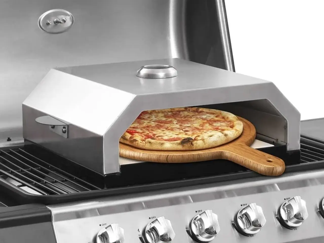 Billede 1 - Pizzaovn med keramisk sten til gas- eller kulgrill - sort/sølv