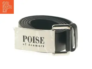 Sort læderbælte med spænde fra Poise (str. 125 cm)