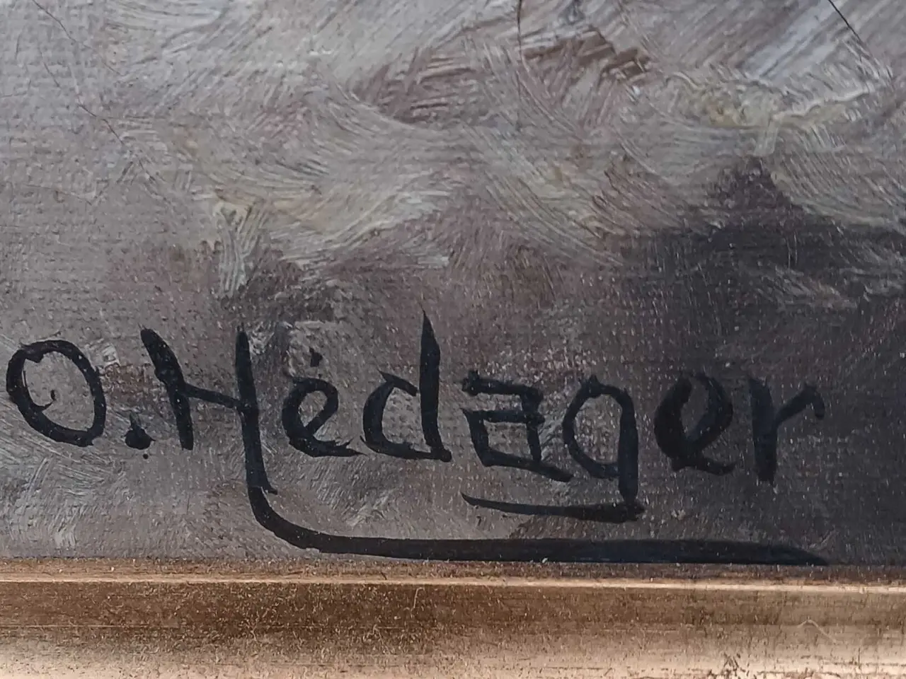 Billede 2 - Vintermotiv. Signeret O Hedager