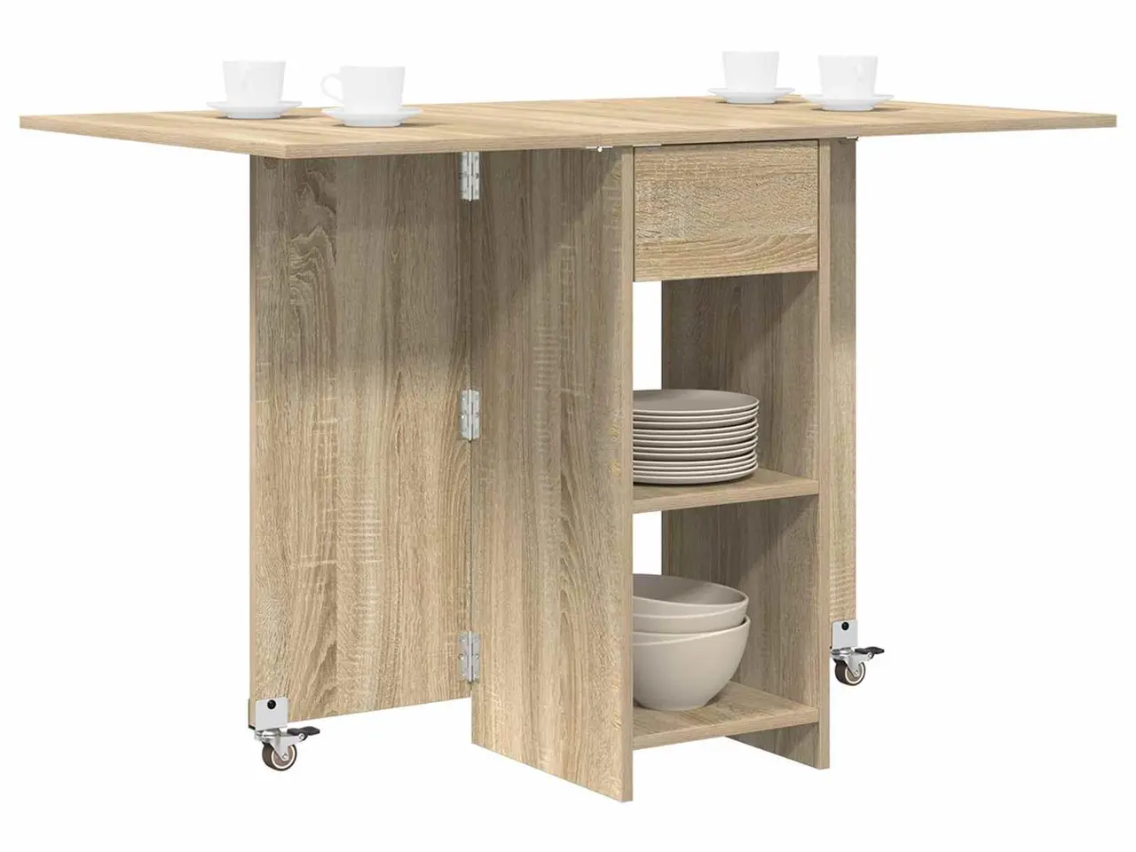 Billede 3 - Foldbart spisebord med opbevaring 115 x 70 x 75 cm - Sonoma-eg