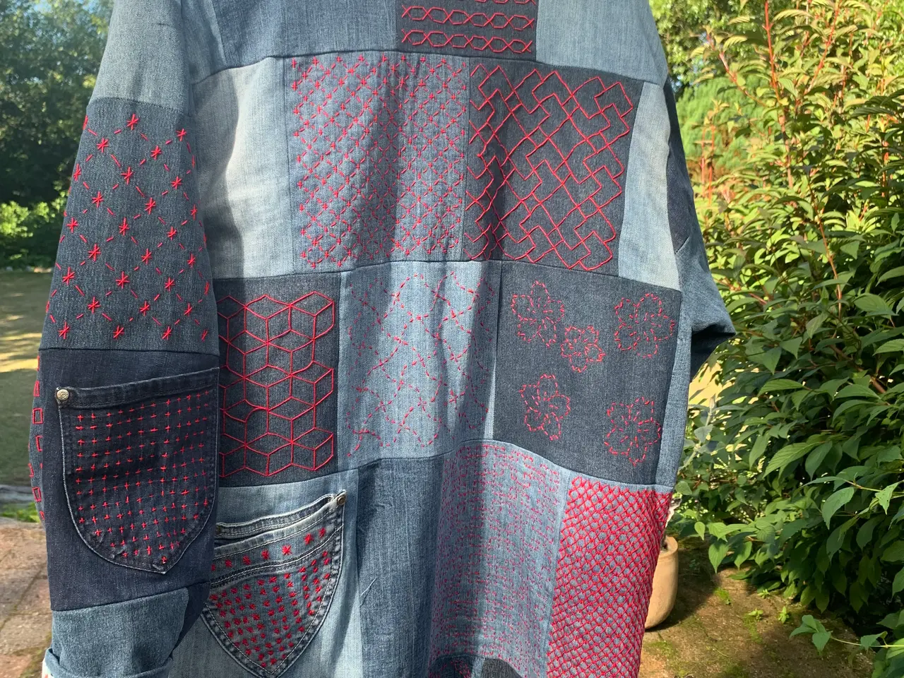 Billede 2 - Unik cowboyjakke med sashiko-broderi