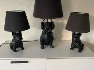 Tre dekorative hundelamper