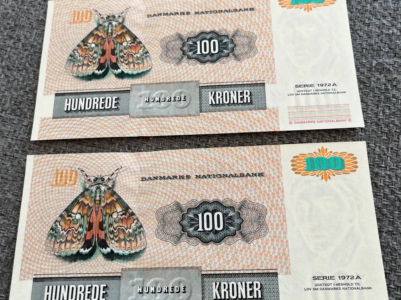 Billede 2 - To 100 kr sedler fra 1972a serien