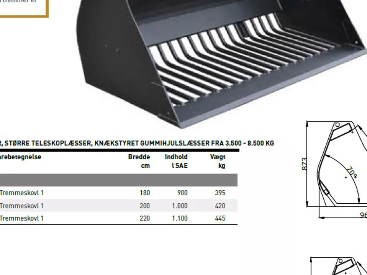 Billede 4 - JST T1 og T2 tremmeskovl 180-250 cm.