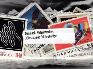 Danmark. Malerimærker. 300 stk. med 30 forskellige