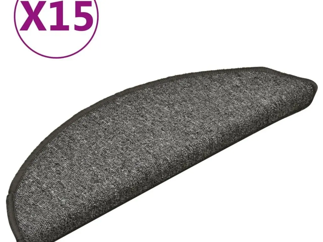 Billede 2 - Trappemåtter 15 stk. 56x17x3 cm mørkegrå halvrunde