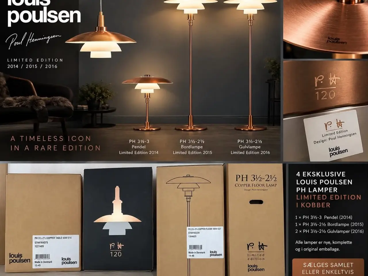 Billede 1 - PH kobber Limited Edition – komplet samling, nye i