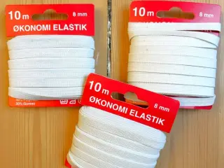 Helt nye pakker med bukseelastik 8 mm.