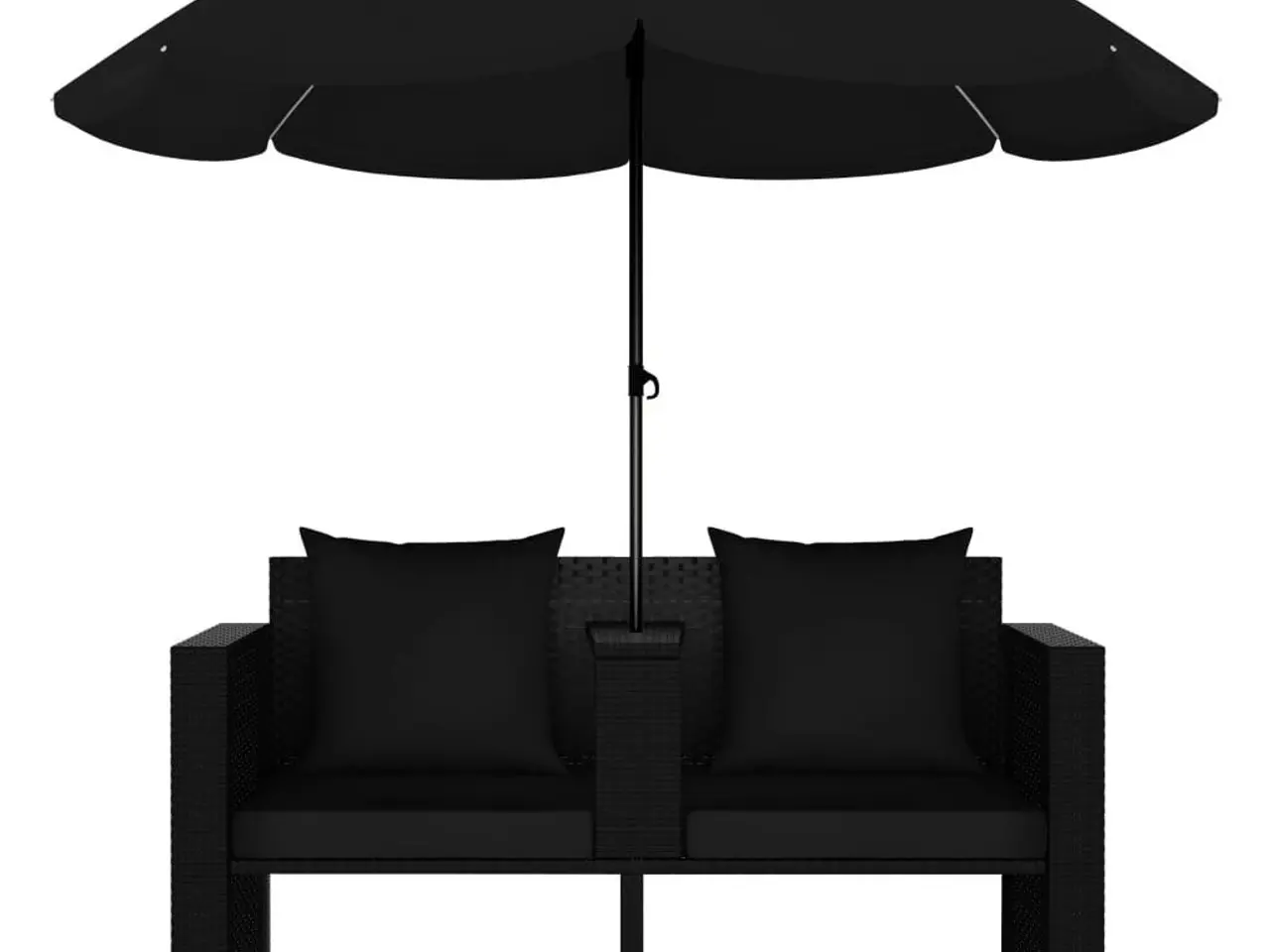 Billede 4 - Liggestol med hynde og parasol i polyrattan sort