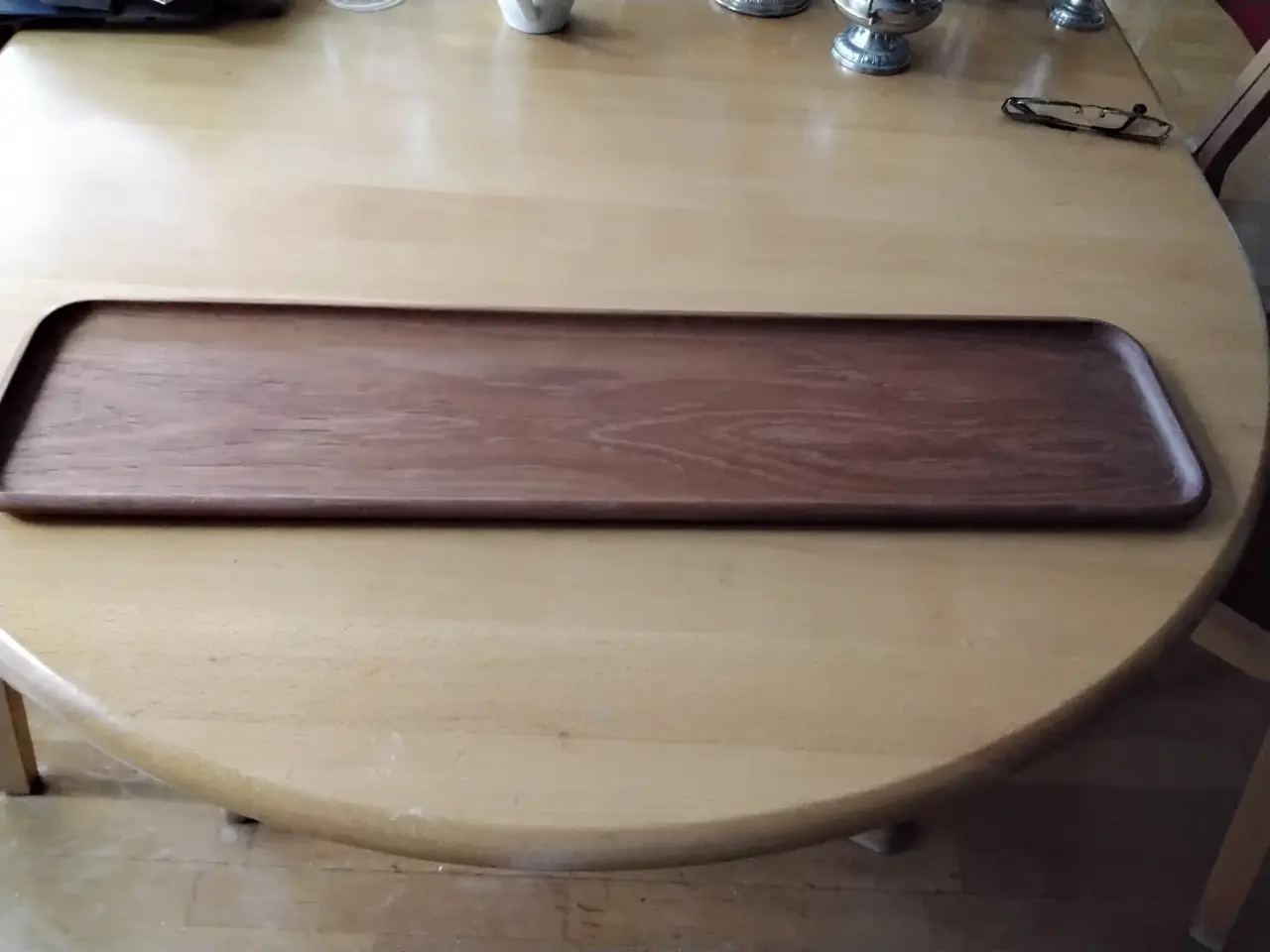 Billede 4 - Cabaretfad, standerlampe, bakke og knivblok i teak