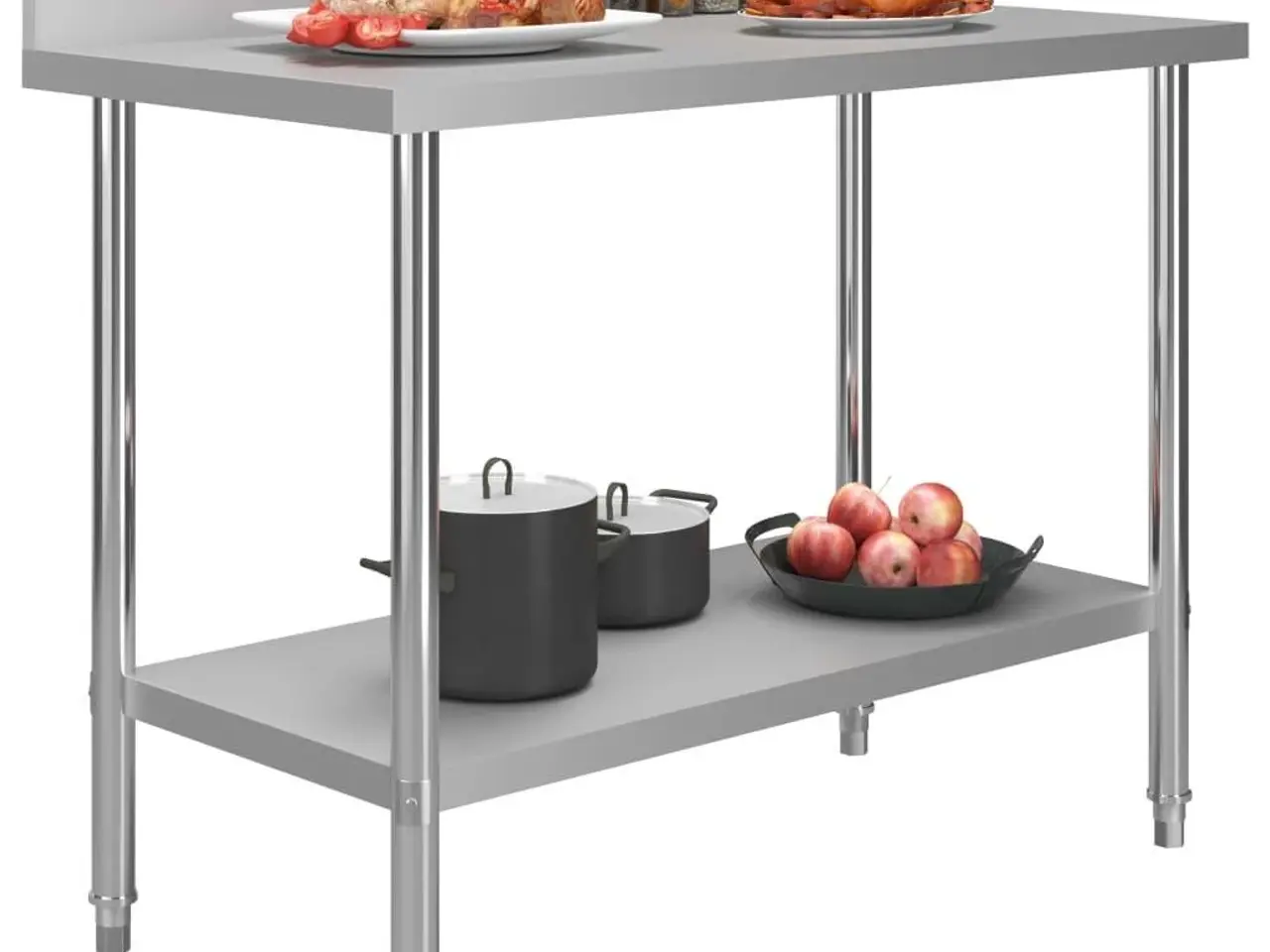 Billede 2 - Arbejdsbord til køkken med stænkplade 120×60×93 cm - rustfrit stål